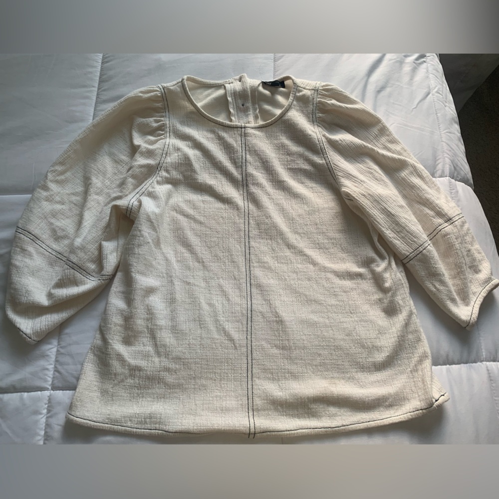 Cream Balloon Sleeve Blouse